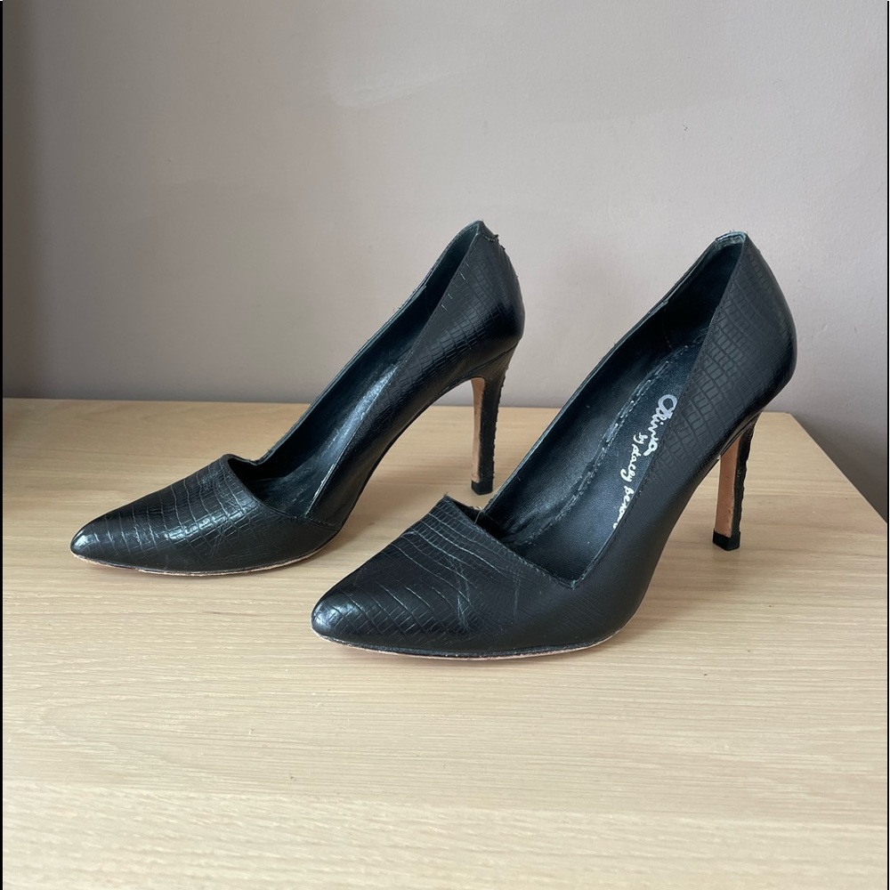 Alice+Olivia leather textured heels